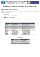 ENTRENAMIENTOS SELECCIONES AUTONÓMICAS PLAYA – 19 AL 25 DE MAYO
